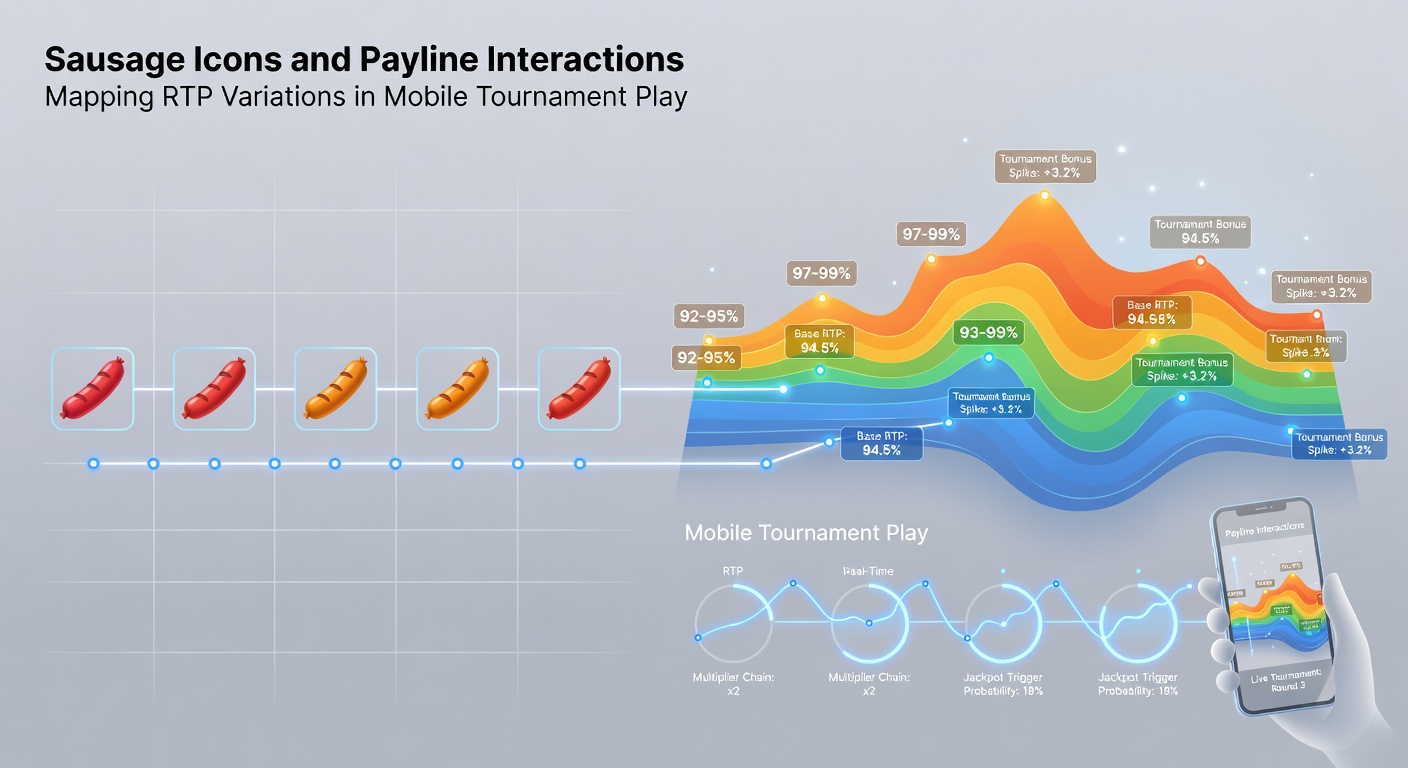 Diagramm der RTP-Variationen und Payline-Interaktionen in mobilen Wurst-Slot-Turnieren