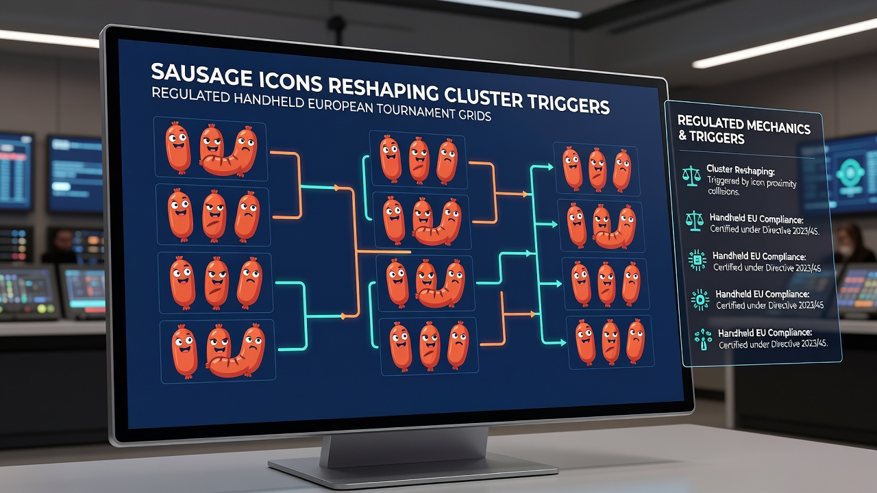 Detailansicht eines Cluster-Triggers mit Wurst-Symbolen auf einem mobilen Turniergrid